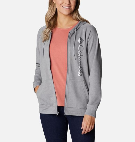 Columbia Logo Hoodies Grey For Women's NZ32768 New Zealand